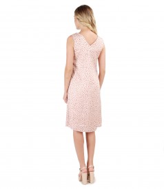 Flared viscose dress printed with lace corner