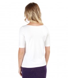 Elastic jersey blouse with fold and crystals