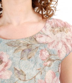 Elastic brocade dress with gold metallic thread