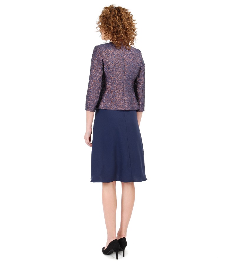 Elegant outfit with semiclos skirt and brocade fabric with copper thread