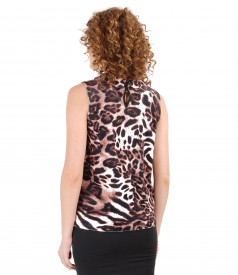 Elastic jersey blouse with velvety look