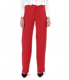 Elastic fabric straight pants