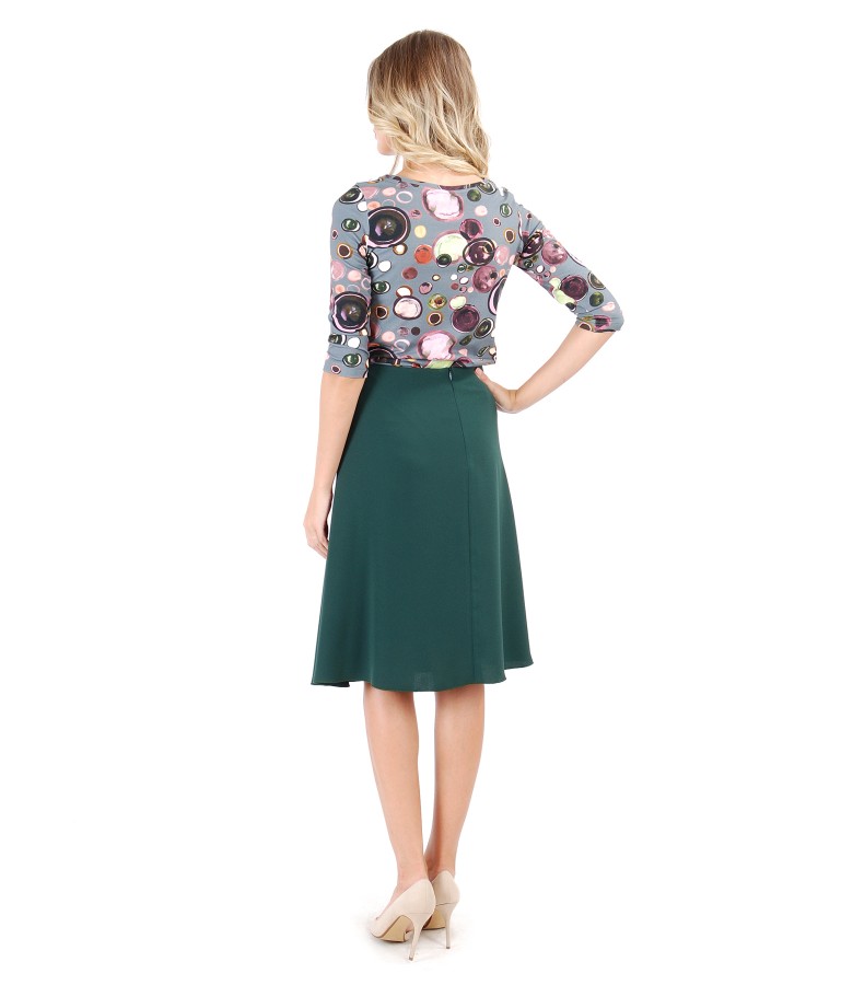 Semiclos skirt with printed elastic jersey blouse