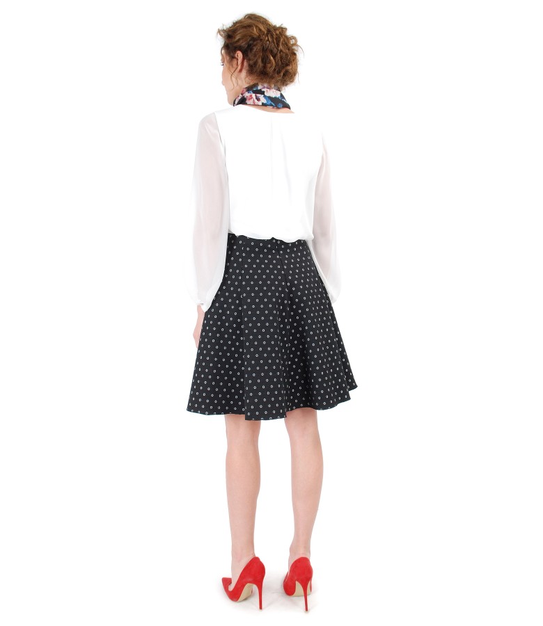 Veil blouse with puffed sleeves and skirt