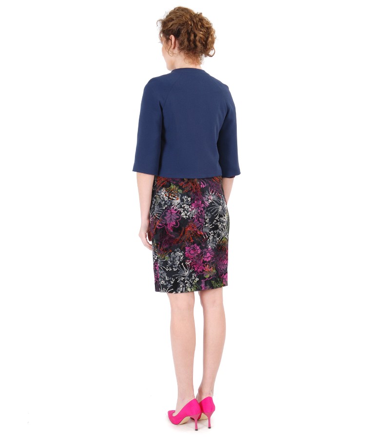 Bolero embellished with crystals<sup style=font-size:0.5em>&reg;</sup> and brocade velvet dress