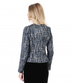 Multicolor loop jacket with silver thread