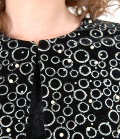 Black velvet bolero with pearls