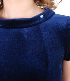 Elastic velvet dress with crystals