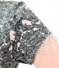 Velvet dress with floral print