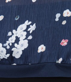 Blouse veil front with floral print
