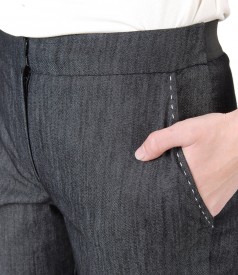 Denim pants with decorative seam