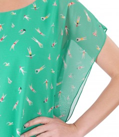 Butterfly dress made of printed veil