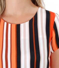 Casual viscose dress printed with stripes