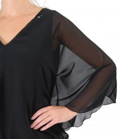 Butterfly blouse with crystals on the decolletage