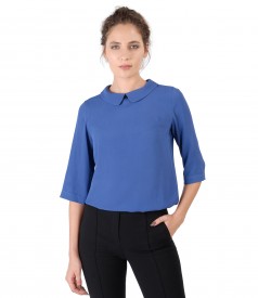 Viscose blouse with round collar