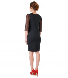 Elegant dress with silk veil sleeves