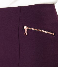 Office skirt with metallic zippers