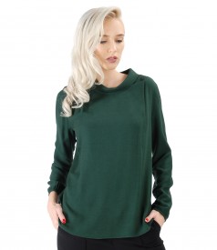 Viscouse blouse with wool with crystals inserts