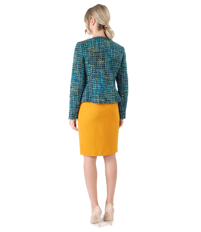 Midi dress with multicolored loop jacket