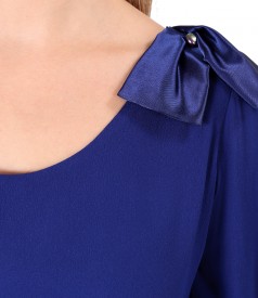 Viscose dress with bow and crystals inserts