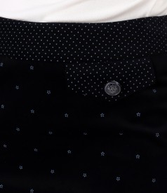 Elastic velvet skirt with printed cotton