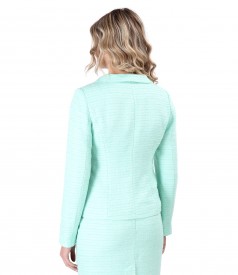 Jacket made of viscose loops with brooch with  inserts crystals