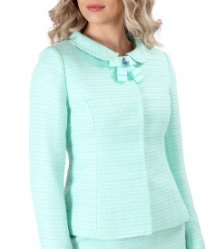 Jacket made of viscose loops with brooch with  inserts crystals