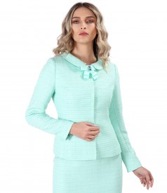 Jacket made of viscose loops with brooch with  inserts crystals