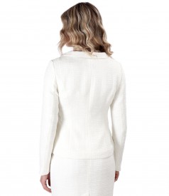 Viscose loop jacket with brooch and crystals inserts