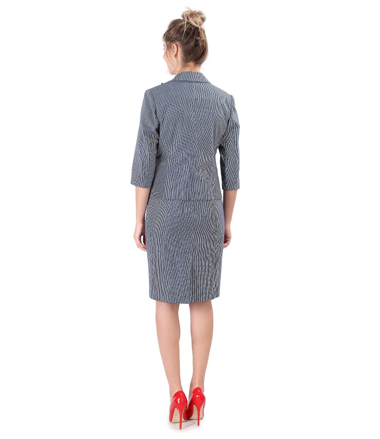 Womens office suit with striped cotton dress and jacket