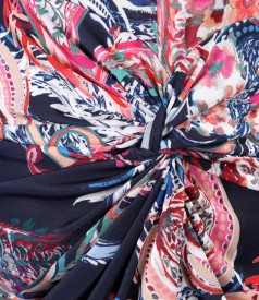 Elastic jersey dress with knot on the front