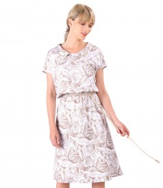 Elastic viscose casual dress with twine belt