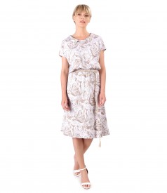 Elastic viscose casual dress with twine belt