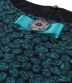 Elastic jersey midi dress with leaves print