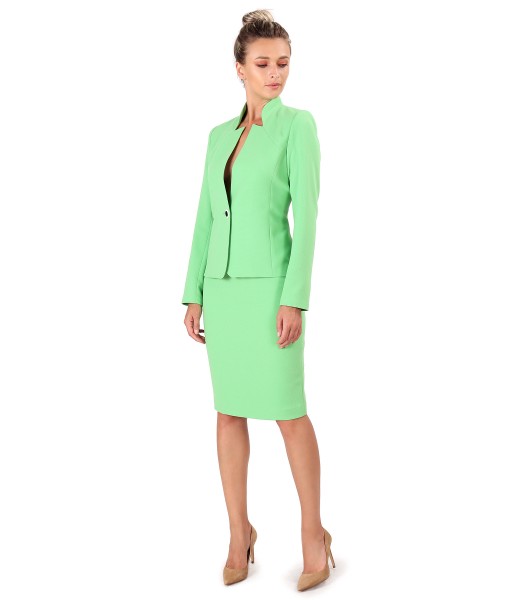 Office women suit with skirt and jacket made of elastic fabric