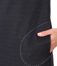 Office dress made of thick elastic jersey with a white collar