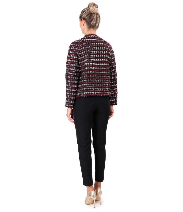 Jacket made of multicolored loops with ankle pants