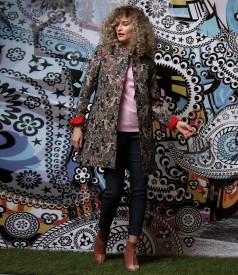 Brocade jacket with metallic thread paisley print