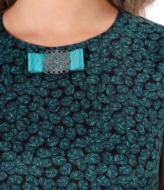 Elastic jerseydress with leaves print