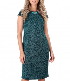 Elastic jerseydress with leaves print