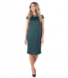 Elastic jerseydress with leaves print