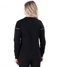 Blouse made of thick cotton with decorative stitching