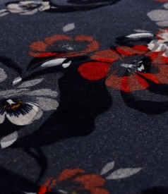 Midi dress made of soft elastic jersey and brocade velvet with floral motifs