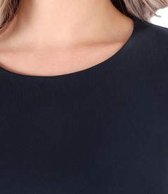 Midi dress made of soft elastic jersey and brocade velvet with floral motifs