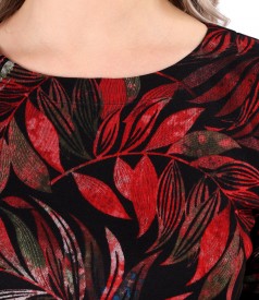 Blouse made of thick elastic jersey printed with floral motifs