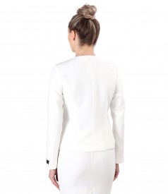 Elastic fabric jacket with trimmings at the ends