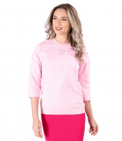 Cotton sweatshirt with decorative stitching