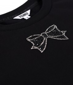 Cotton sweatshirt dress with front pocket