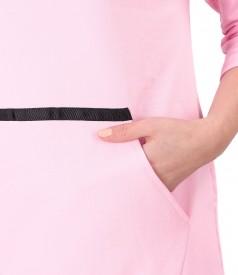 Cotton sweatshirt dress with front pocket