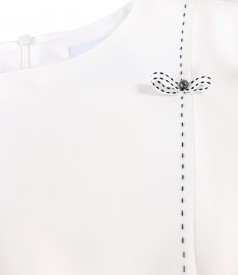 Flared office dress with decorative stitching